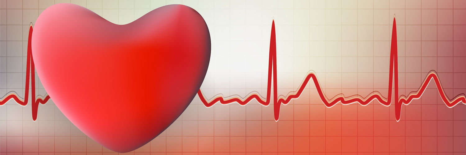 Image of heart superimposed on electrocardiogram graph